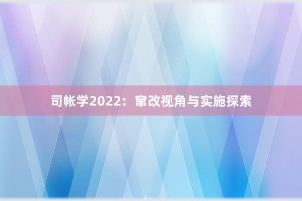 司帐学2022：窜改视角与实施探索